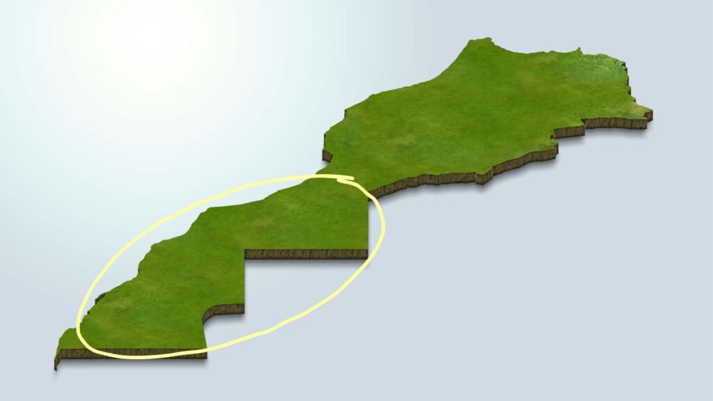 Carte du Maroc indiquant les zones désertiques, climat hivernal au sud-est