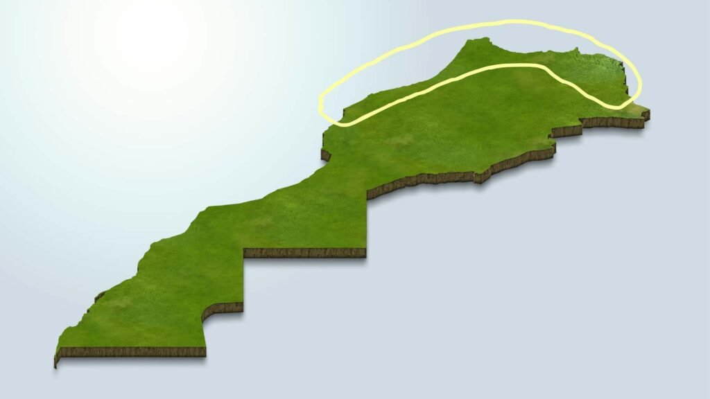 Carte du Maroc avec la côte atlantique et le nord, températures hivernales